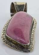 Large Silver Pink Stone Pendant