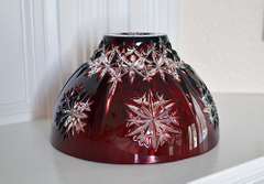 Gorgeous Heavy Cranberry Red Cut to Clear 24 Pbo Crystal Bowl With Snowflakes Pattern