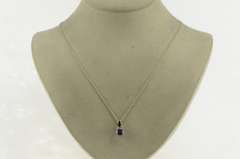 14K White Gold Cushion Faceted Amethyst Diamond Statement Pendant