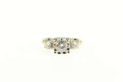 14K Yellow Gold 1.00 Ctw Diamond Three Stone Engagement Ring