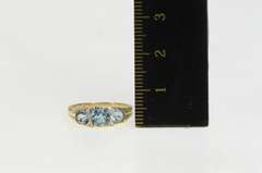 14K Yellow Gold Three Stone Blue Topaz Diamond Statement Ring