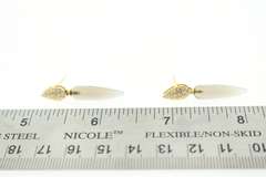 Diamond and Light Black Gemstone Dangle Earrings in 18K Yellow Gold