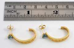 Nice J Hoop Earrings with Blue Topaz