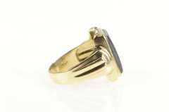 10K Yellow Gold Hematite Soldier Intaglio Retro Statement Ring