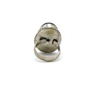 Cabochon Blue-Gray Sheen Labradorite Stone in Tibetan Silver Beaded Design Ring