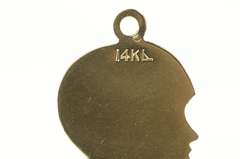 14K Yellow Gold Retro Boy Profile Child Kid's Engravable Charm/Pendant