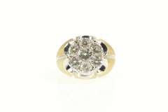 14K Yellow Gold 3.00 Ctw Retro Ornate Diamond Cluster Ring