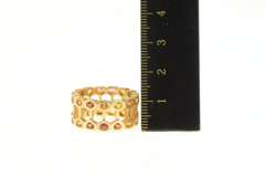 18K Yellow Gold Citrine Bar Bell Eternity Statement Band Ring
