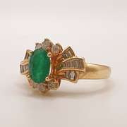14kt Gold, Emerald, & Diamond Cocktail Ring