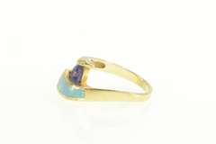14K Yellow Gold Tanzanite Black Opal Diamond Geometric Ring