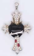 Stephen Webster Diamond Cross Bleeding Heart 18 Karat White Gold Pendant