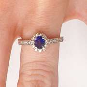 14kt Gold, Blue Sapphire, & Diamond Ring
