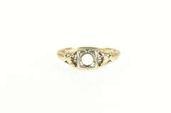 14K Yellow Gold Art Deco Filigree 4.5mm Engagement Setting Ring