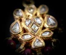 Valuable 21K Gold, Ruby, and Diamond Indian Earrings