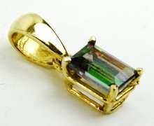 14K Mystic Topaz Emerald Cut Pendant