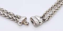 David Yurman 2 Tone Double Wheat Row Chain Necklace