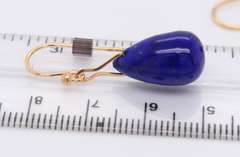Fabulous Yellow Gold Lapis Dangle Earrings