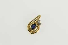 14K Yellow Gold Oval Sapphire Diamond Accent Cluster Pendant
