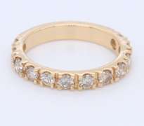Elegant Yellow Gold Champagne Diamond Band