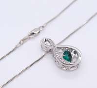 925 Sterling Silver Gemstone Pendant on Chain Necklace