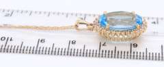 Favorite Yellow Gold Blue Topaz and Diamond Pendant on Chain