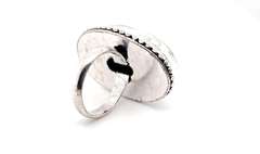 Brown Natural Gemstone in Beaded Tibetan Silver Ring