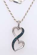 Vintage Italian Sterling Silver Cubic Zirconia Pendant on Chain Necklace