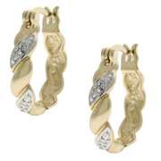 18k Gold over Sterling Silver Diamond Accent Twist Hoop Earrings