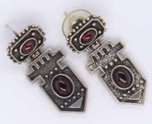 Vintage Sterling Silver Signed Gemstone Dangle Earrings