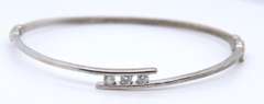 Vintage Serling Silver Cubic Zirconia Bangle