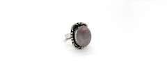 Cabochon Rose Quartz in Tibetan Silver Energy Ring