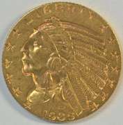 Super nice 1909 US $5 Indian Gold Piece. Near Mint