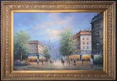 European Stree Scene Original Oil on Canvas