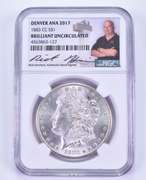 BU 1883-CC Morgan Silver Dollar Denver ANA 2017 Signed Harrison - NGC