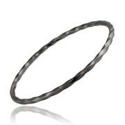 Black Rhodium Overlay Sterling Silver 3mm Twist Bangle Bracelet