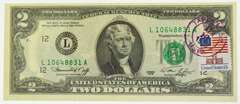 1976 $2 Federal Reserve Note First Day of Issue Stamp Cancel PMG 64