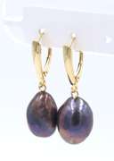 Handsome Yellow Gold Fresh Water Pearl Drop Earrings