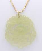 Green Jade Pendant on Gold Plated Chain