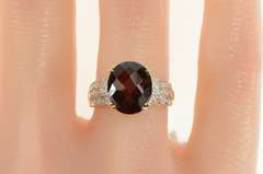14K Yellow Gold Faceted Garnet Diamond Accent Statement Ring