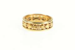 14K Yellow Gold Ornate Art Deco Heart Pattern Wedding Band Ring