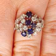 14kt Gold, Blue Sapphire, & Diamond Cocktail Ring
