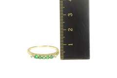 10K Yellow Gold Emerald Diamond Accent Wedding Band Ring