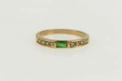14K Yellow Gold Syn. Emerald Diamond Accent Stackable Band Ring