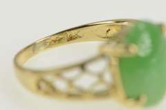 14K Yellow Gold Jadeite Retro Scalloped Lattice Statement Ring