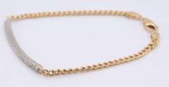 Handsome 2 Tone Gold Diamond Pave Bar Bracelet