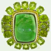 Sterling Silver Cocktail Green Gemstone Ring