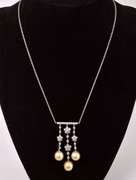 Sensational Diamond and South Sea Gold Pearl Necklace in 18K White Gold