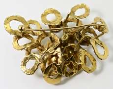 Unique Mid-Century Modern 14K Opal Brooch