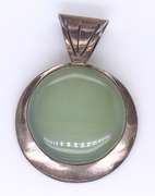 Vintage 925 Sterling Silver Green Jade Pendant
