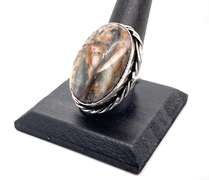 Statement Jasper Gemstone in Tibetan Silver Rope Ring